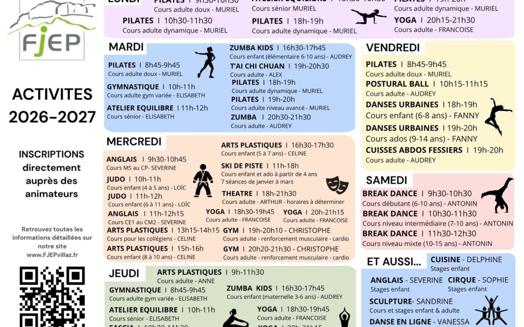 Les activités 2026-2027